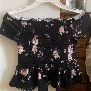 Aeropostale floral smocked off the shoulder top